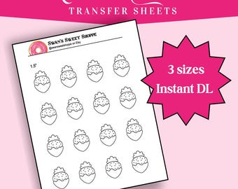 Royal Schokoladen-Erdbeere Icing Transfer Sheets: Piping-Vorlage (Digitaler Download)