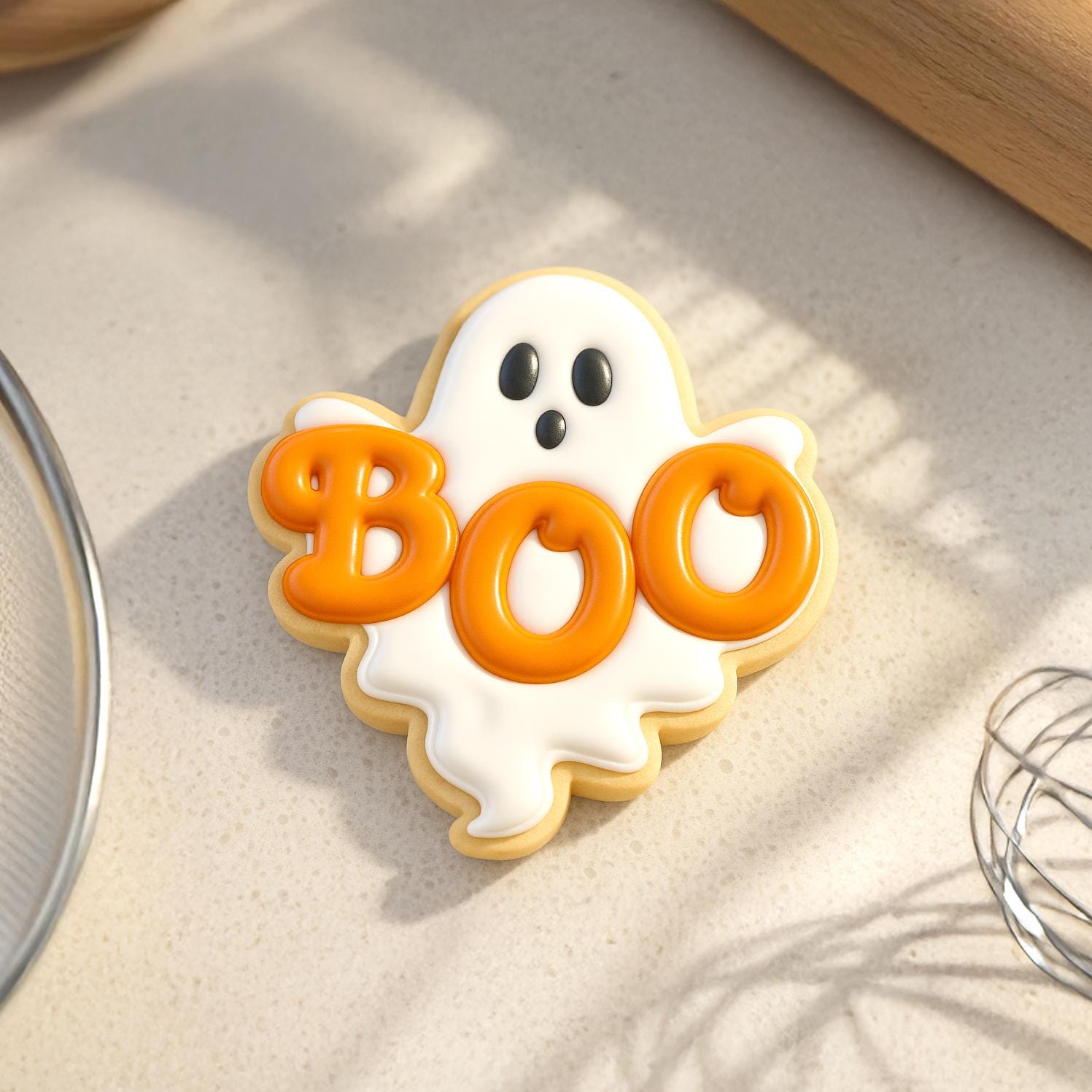 Ghost BOO Cookie Cutter & Optional Stencil | Halloween Cookie Decorating | Spooky Baking Tool