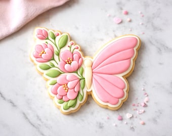 Cortador de galletas con forma de mariposa floral – Galleta de mariposa primaveral – Galletas para fiestas en el jardín – Postre para baby shower – Galleta floral para el Día de la Madre