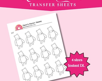 Classic Winnie the Pooh Royal Icing Transfers: Piping Practice (Digital Download)