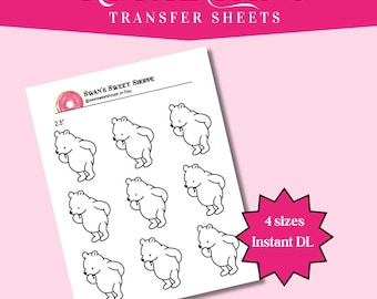 Classic Winnie the Pooh Royal Icing Transfers: Piping Practice (Digital Download)