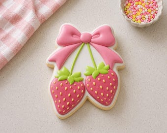 Cortador de galletas de fresas dobles / Cortador de galletas de fresas para baby shower / Cortador de galletas de bayas para primer cumpleaños / Cortador de galletas de bayas dulces