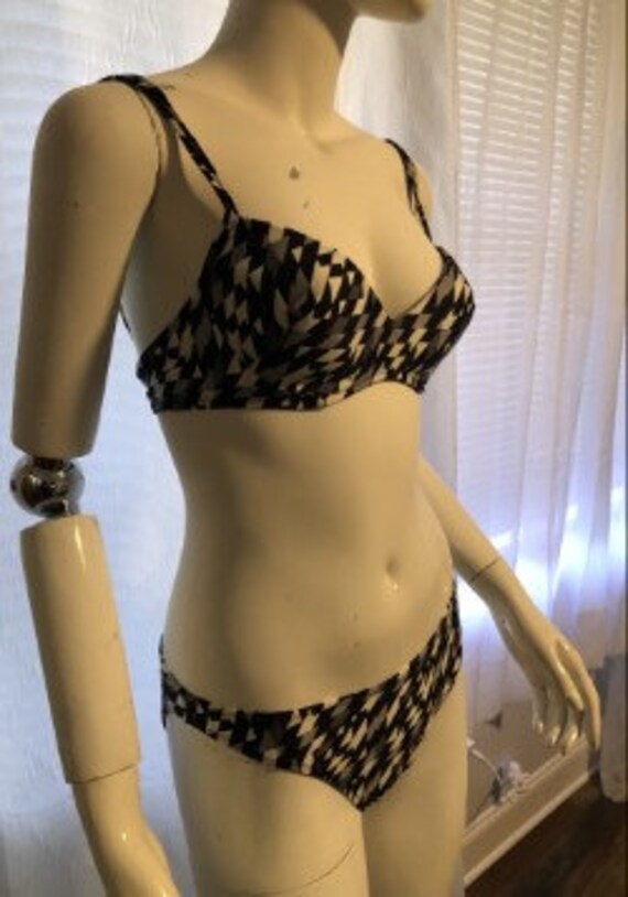 Vintage FENDI Gray / Black Logo 2 piece bathing s… - image 3