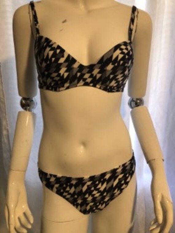 Vintage FENDI Gray / Black Logo 2 piece bathing s… - image 2