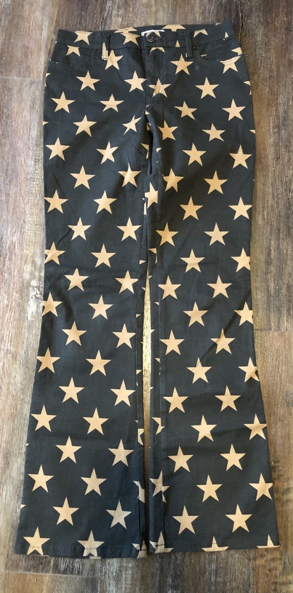 Vintage MOSCHINO Army Green with Pale Gold Stars /