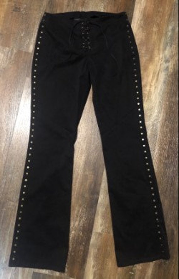 Vintage RALPH LAUREN black suede-like pants with … - image 1