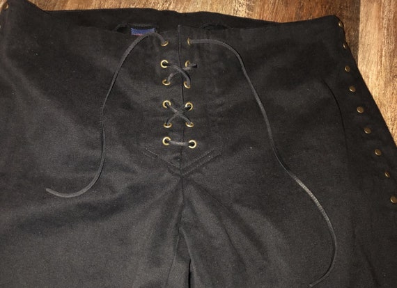 Vintage RALPH LAUREN black suede-like pants with … - image 2