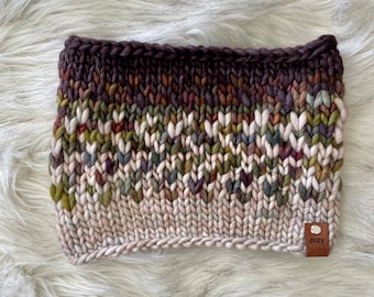 Smokey Grey, Multicolor, Natural  Merino Wool Knit Adult Cowl, Hand Knit Chunky Knit Scarf, Eco-Friendly Wool Cowl
