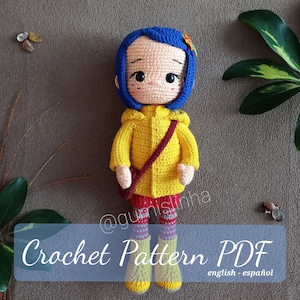 Amigurumi Coraline Crochet Pattern: Coraline Pattern PDF, Coraline PDF Crochet Pattern, Coraline Amigurumi Pattern, crochet Pattern Coraline