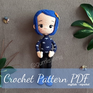 Coraline pdf Crochet pattern, Amigurumi Coraline Crochet Pattern: Coraline Pattern PDF, Coraline Amigurumi Pattern, crochet Pattern Coraline