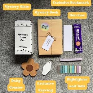 Mystery Book Bundle | Blind Date with a Book with Glass Can, Bookish Bookmark, Book Lovers Keyring, Annotation Kit