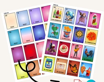Crea tu propia lotería - Plantilla de cartas y tableros de lotería con fondos Descarga digital