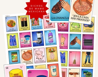 Mors dag Loteria| Día de las madres bingo | Dichos de mamá och mexikansk mamma kärna (Digital nedladdning) Klar att skriva ut PDF