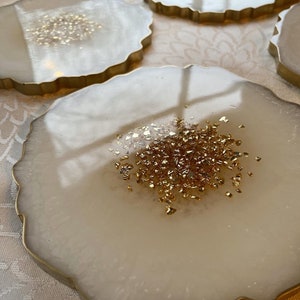 White Coaster Set with Gold Accents