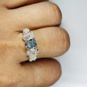 Raw Diamond Engagement Ring, Rough Diamond Ring, Uncut Diamond Ring, Anniversary Ring, Sterling Silver Engagement Ring