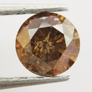 0.39 CT,4.60 MM Natural Loose Salt and Pepper Champagne Color Round Brilliant cut Beautiful Engagement Ring Diamond SG515