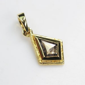 Salt And Pepper Kite Diamond Bezel Setting Pendant 10k Gold Pendant Gift For Her