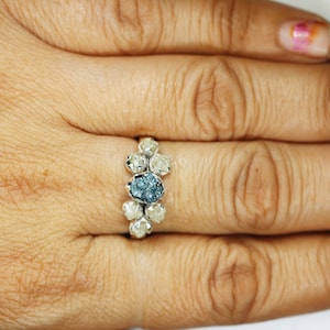 Raw Diamond Engagement Ring, Rough Diamond Ring, Uncut Diamond Ring, Anniversary Ring, Sterling Silver Engagement Ring