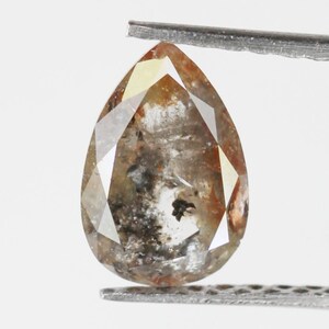 0.81 CT Pear Cut Diamond, Salt and Pepper Diamond, Natural Loose Diamond, Black Diamond, Grey Diamond, Real Galaxy Rose Cut Diamond SG881