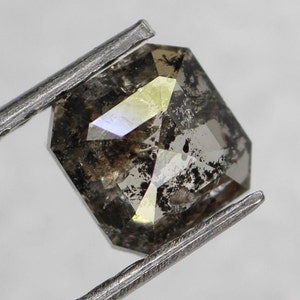 Natural Loose Diamond Emerald Cut Salt And Pepper Black Color Diamond Engagement Ring Diamond
