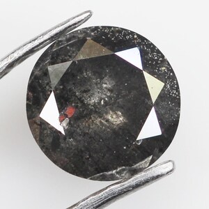 0.50 CT 5.30 MM Salt and Pepper Round Brilliant cut Diamond, Natural Round Shape Loose Diamond, Black color For Engagement Ring SG5375