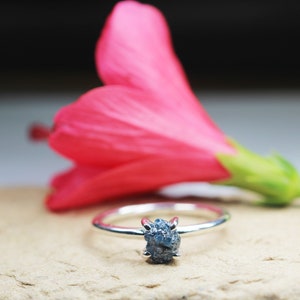 1.51 cts Blue Uncut diamond ring, Blue diamond ring, rough diamond ring, Blue Raw diamond ring- 925 sterling silver Wedding ring