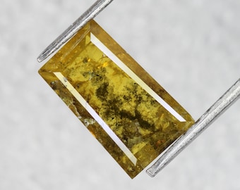 0.81 CT 7.6 X 4.4 MM Sal y pimienta Baguette diamante natural suelto Diamante suelto elegante Color amarillo verdoso para joyas hechas a mano con anillo de diamantes