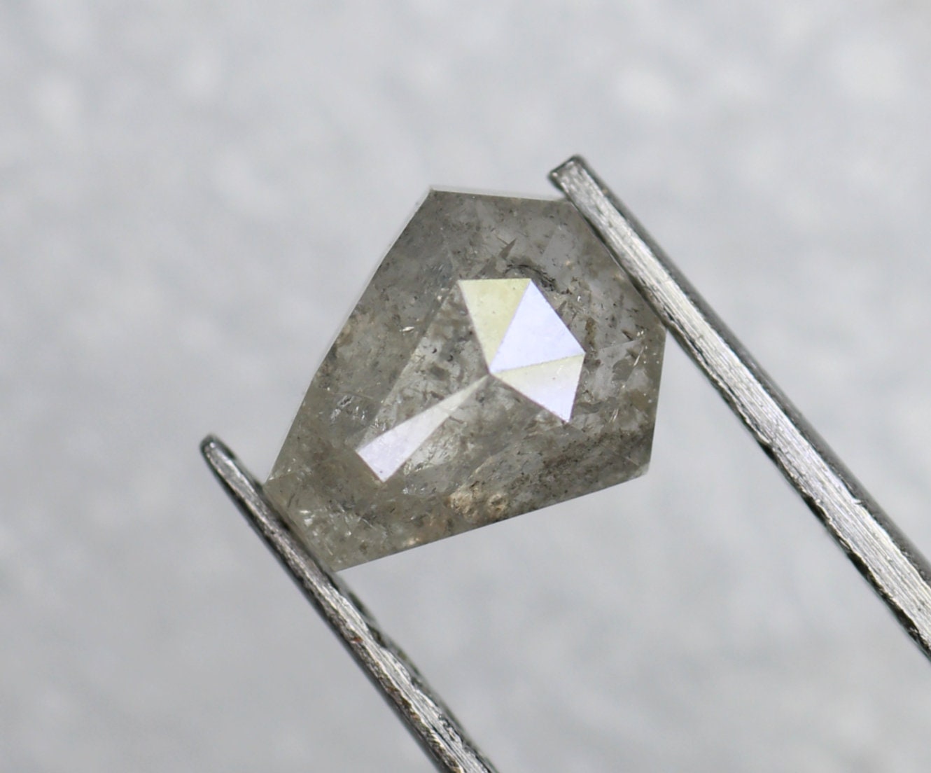 Salt and Pepper Diamond Grey Diamond Shield Diamondnatural | Etsy