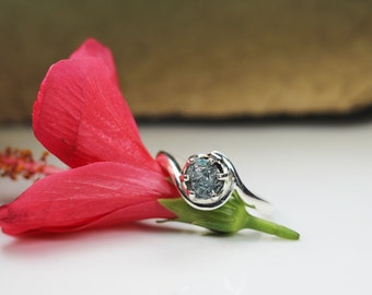2.01 CT Rough Blue Color Diamond Ring Engagement Wedding Gift Ring 925 sterling silver Ring