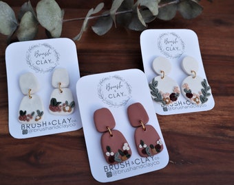 CLAY EARRINGS | Floral Pebbles | Dangle