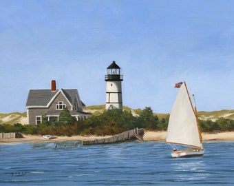 Fine Art Print | Sandy Neck Lighthouse Sandwich MA Cape Cod | Oil Painting Print