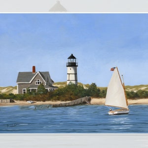 Fine Art Print | Sandy Neck Lighthouse Sandwich MA Cape Cod | Oil Painting Print
