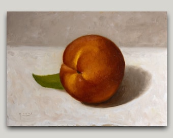Oil Painting | Peach Study Still Life | 5x7 | Fine Art Fruit Original Oil Painting Print