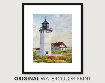 Fine Art Print | Race Point Lighthouse, Provincetown, MA | Watercolor Painting Print | Giclee Print Wall Art