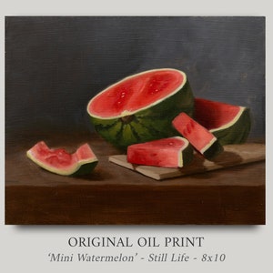 Fine Art Oil Painting Print | Mini Watermelon | 8x10 | Fine Art Still Life Realism Canvas