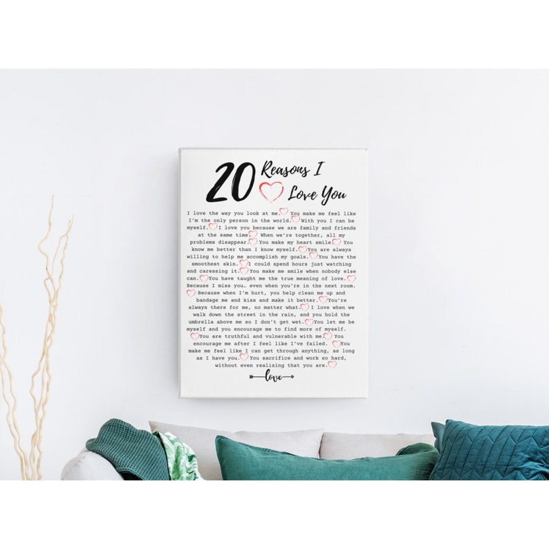 20 Reasons Why I Love You Customized Printable Wall Art Etsy
