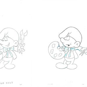Smurfs -  2-1980&#39;s Hanna-Barbera -Painter Production Drawings