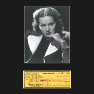 Maureen O&#39;Hara Authentic Signed Check with Archival Photograph