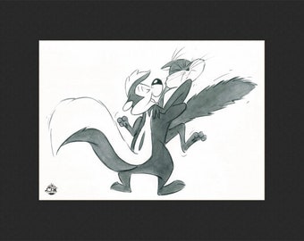 Pepe Le Pew - L.E. Water Color Lithograph Matted