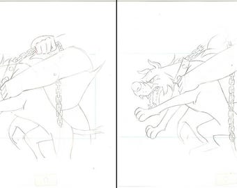 Wild Dog-2 Original Production Disney Drawings from the Black Cauldron (1985)