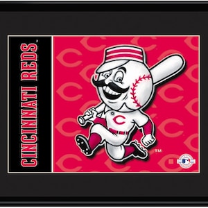 Mascote do Cincinnati Reds - Mr. Redlegs emoldurado