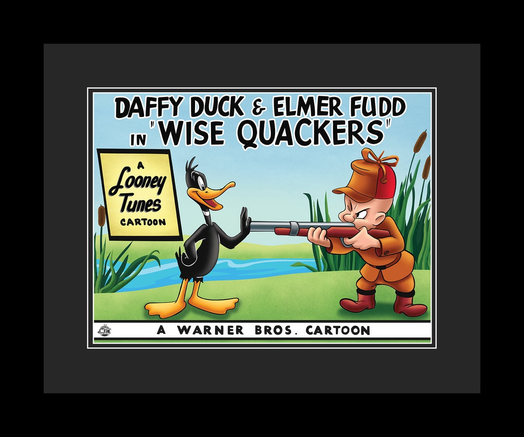 Wise Quackers Elmer Fudd and Daffy Duck Fine Art Framed Limited Edition