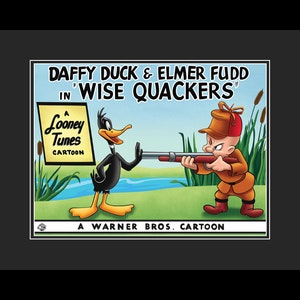 Wise Quackers - Elmer Fudd and Daffy Duck - Fine Art Framed Limited Edition Giclee