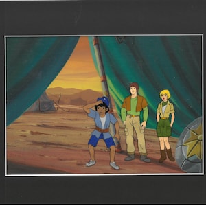 Hanna-Barbera Biblical 1985 - David & Goliath - Original Production Cel with Master Painted Background