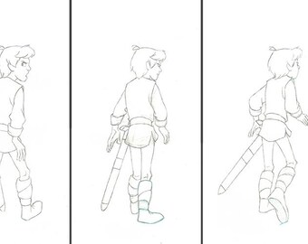Taran-3 Original Production Disney Drawings from the Black Cauldron (1985)
