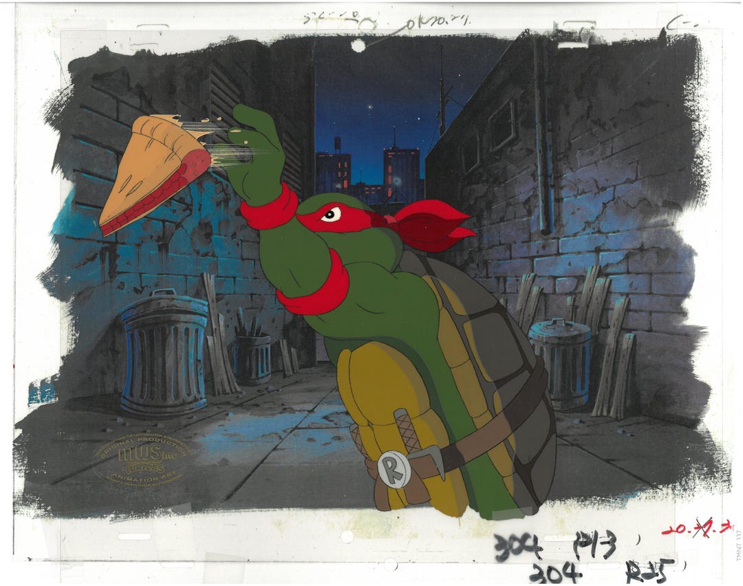 Raphael From the (TMNT) Turtles- Original Production Cel/drawings With ...