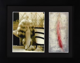 Lucille Ball Lithograph with Costume Feather from 1935 &quot;Roberta&quot; - Framed