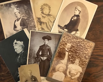 Paquete de fotografías victorianas. 6 páginas de imágenes victorianas e ilustraciones de tarjetas de gabinete.