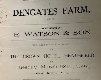 Document ancien de 1922 sur une ferme laitière et avicole à vendre. Propriété et terrain dans la belle campagne anglaise. Belle typographie et patine.