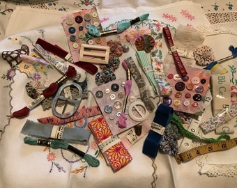 Vintage Haberdashery/Needlework bundles. Great selection of vintage items for Slow Stitching, Fabric Journals and general needlework.